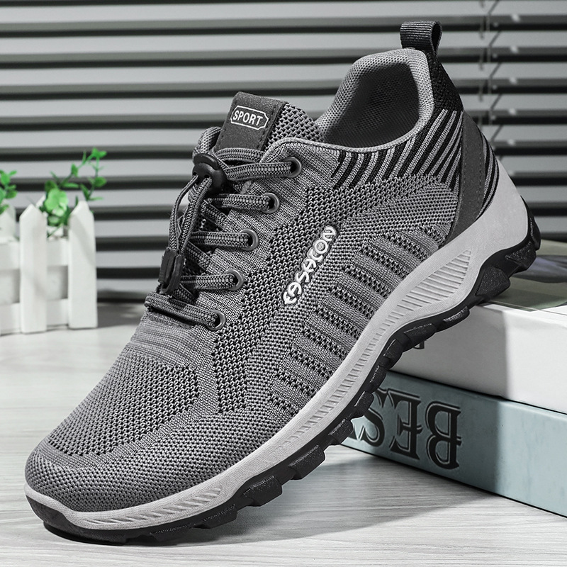 Men's walking shoes, versatile single shoes, flying woven sports shoes, breathable net shoes, non-smelly feet, men's shoes, couple style running shoes full figure