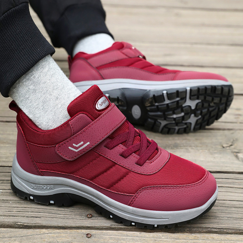 New men's winter walking shoes, unisex large-sized outdoor hiking shoes, Velcro convenient senior shoes, and travel shoes details Picture
