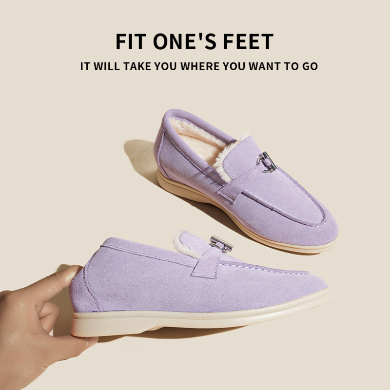 The 2025 new style of genuine leather and fleece LP loafers with matte finish for women in the European station Application Scenario