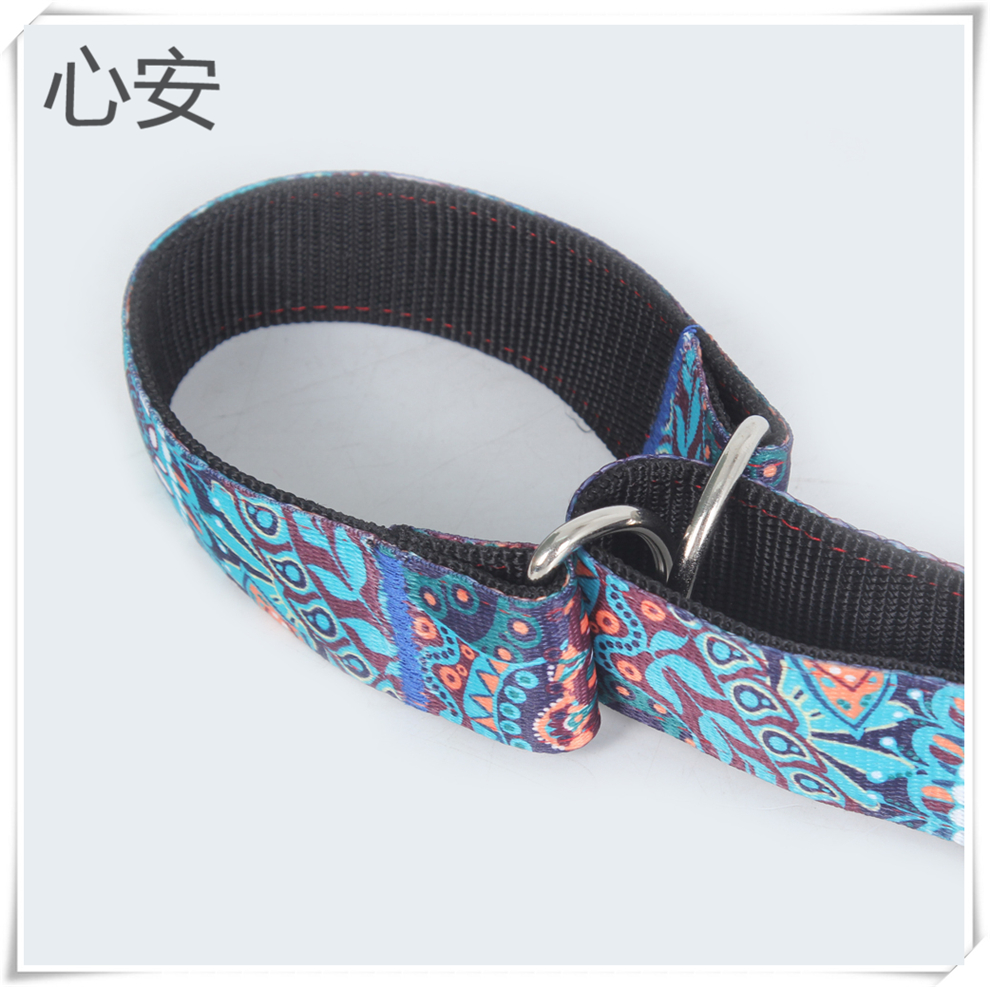 Ethnic-style geometric pattern printed pet 4.0 wide collar, cute dog collar, outdoor dog walking collar, dog chain wholesale Application Scenario