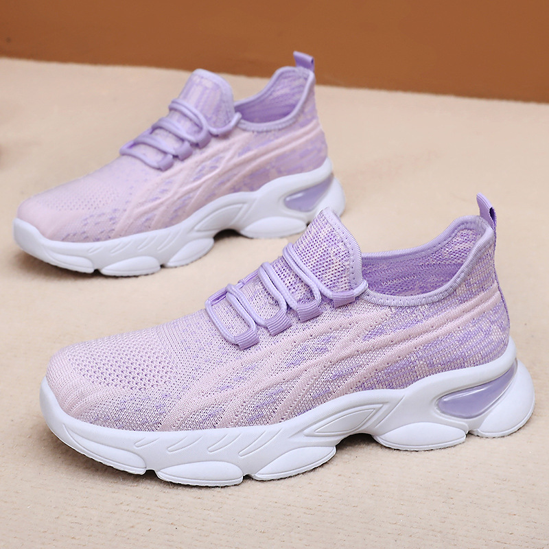 Women's casual shoes, breathable flying woven shoes that don't feel stuffy, mesh shoes, soft-soled comfortable sports shoes, fashionable and versatile single shoes full figure