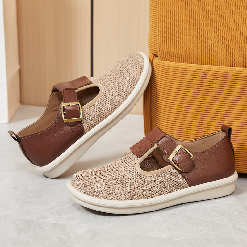 New spring casual and versatile women's shoes, lightweight and breathable, single shoe with buckle soft sole, no smelly feet, mom shoes Application Scenario