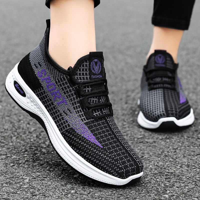 Women's summer sports shoes, new breathable mesh shoes, flying fabric soft-soled running shoes, comfortable and not tiring to the feet, casual women's shoes Specification drawing