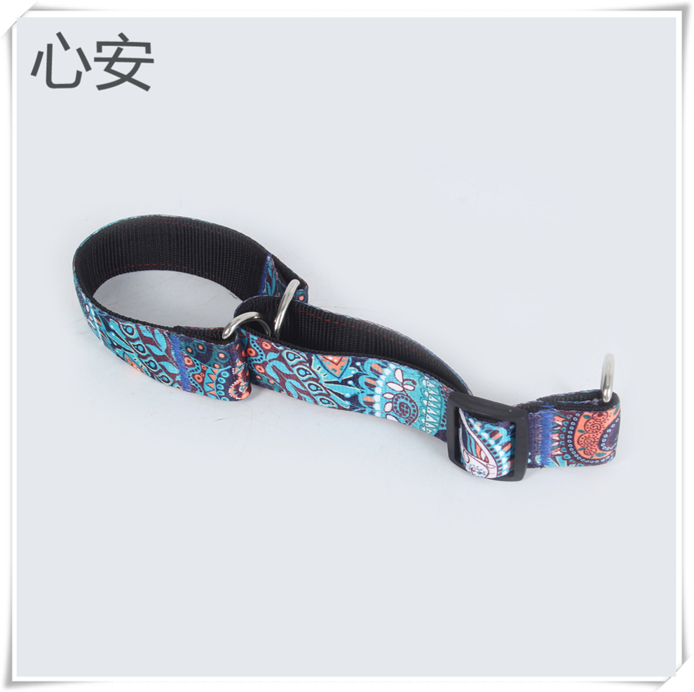 Ethnic-style geometric pattern printed pet 4.0 wide collar, cute dog collar, outdoor dog walking collar, dog chain wholesale details Picture