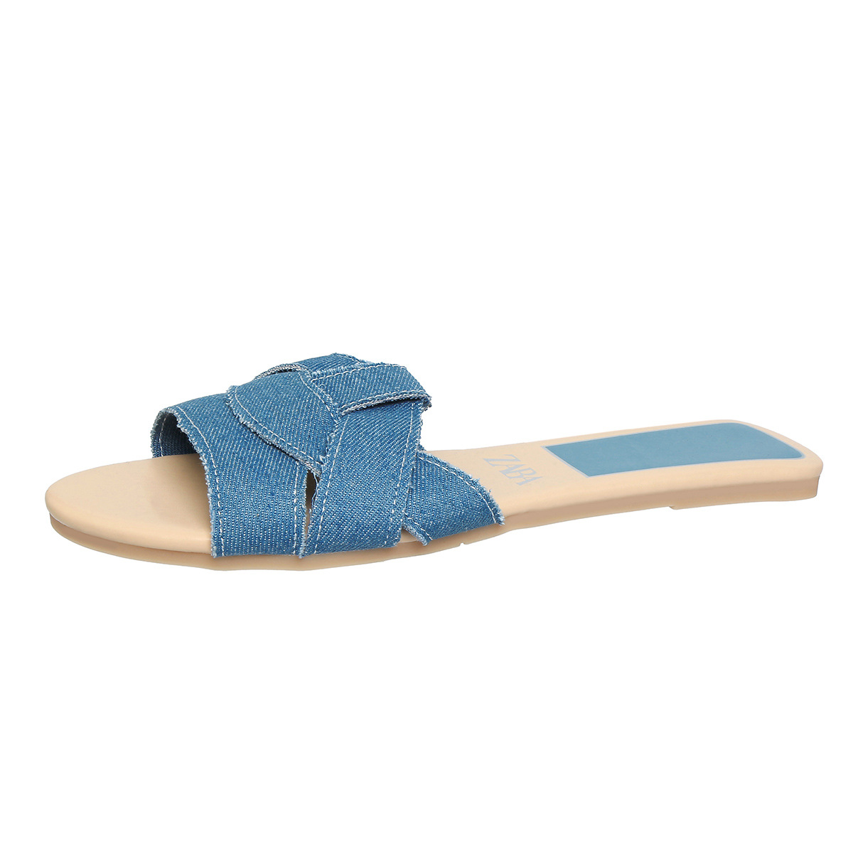 The new square-toed cross-bottomed simple women's flip-flops for outerwear in the summer of 2025 from Foreign Trade Item Picture