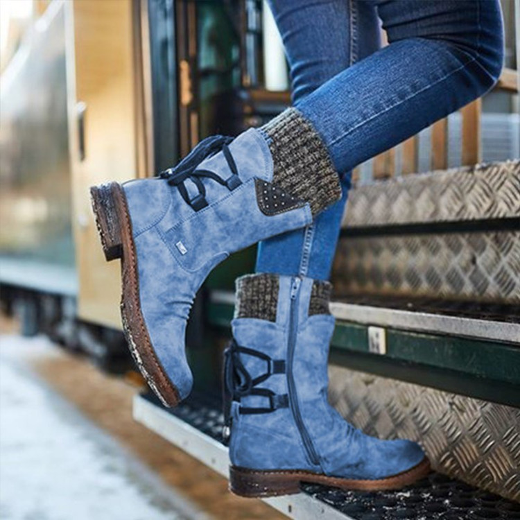 2020 Foreign Trade Autumn and Winter new casual woolen lace ankle boots, women's thick-soled snow boots, versatile Martin women's boots are in stock Specification drawing