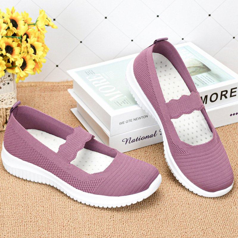 Summer's new women's casual shoes, fashionable shallow-mouthed soft-soled mom shoes, one-step women's shoes, large-sized cross-border women's shoes full figure