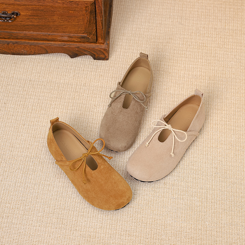 Casual flat, full-bag Burken shoes for women, new Spring and Autumn 2024 collection, retro and versatile, soft-soled, one-step lazy shoes full figure