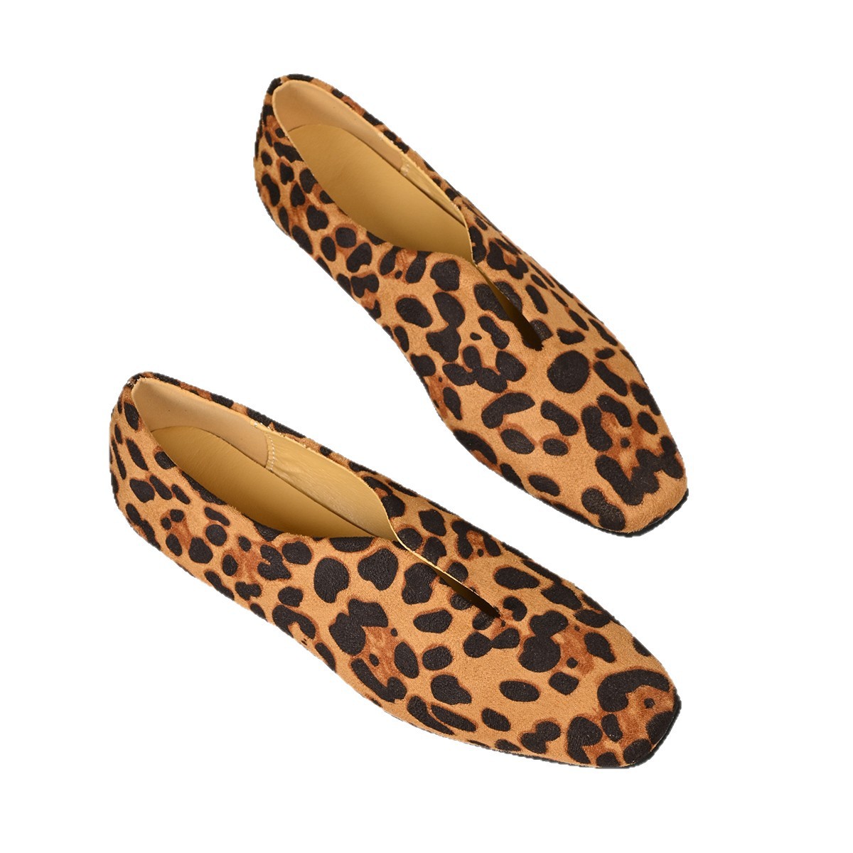 Wholesale of 2025 new large-sized leopard print shallow opening suede casual single shoes for cross-border foreign trade flat and pointed flat shoes Item Picture