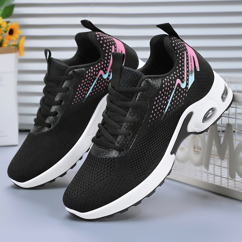 Women's mesh breathable sports shoes, cross-border consignment, large-sized casual shoes, lace-up air cushion, non-tiring running shoes details Picture