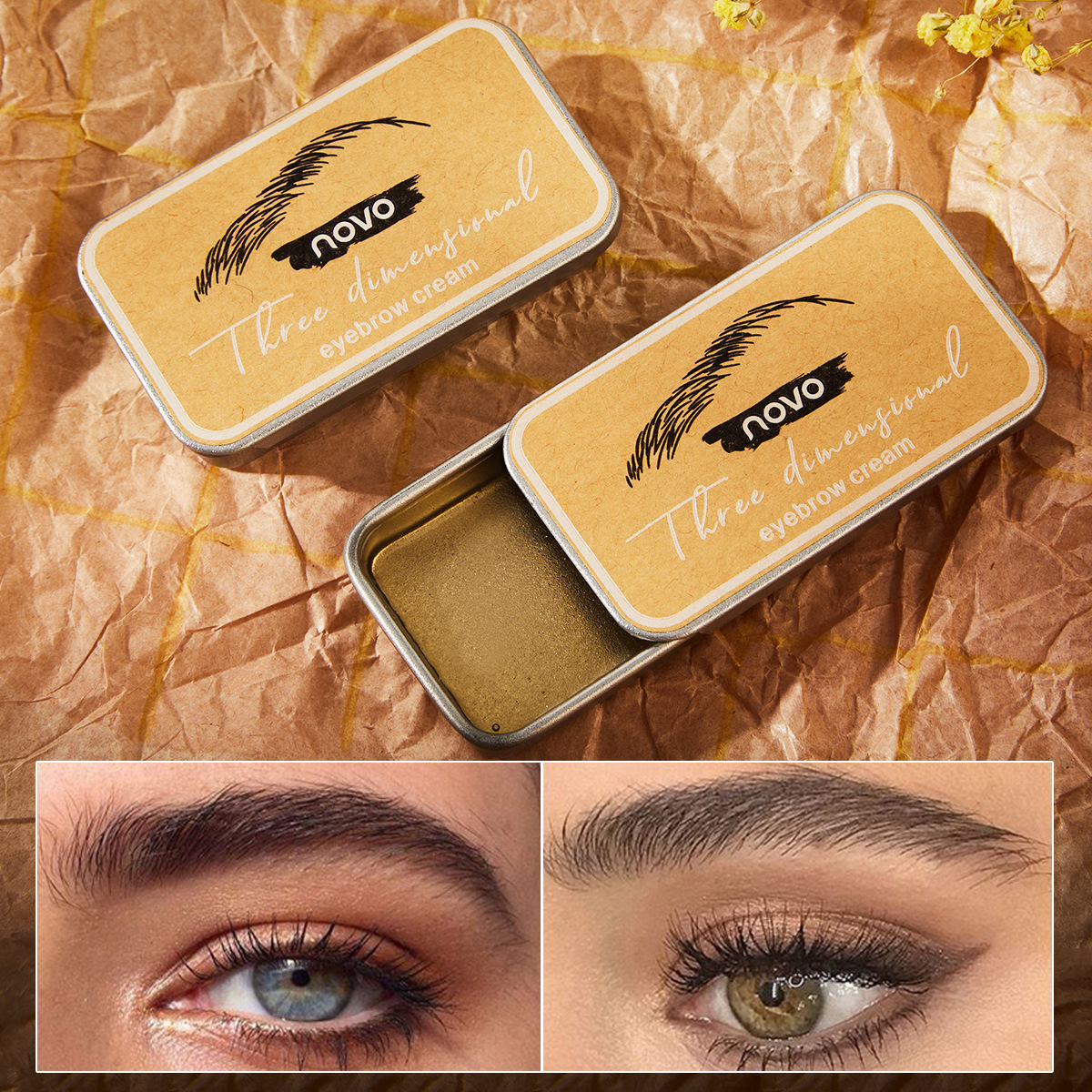 Cross-border makeup NOVO three-dimensional Eyebrow Shaping and Setting Cream is waterproof, sweat-proof, transparent and colorless, with eyebrow raincoat and setting cream full figure