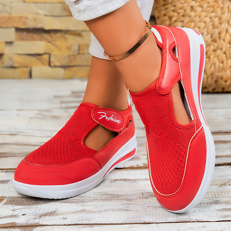 Women's shoes, versatile cross-border large-sized casual shoes, breathable mesh shoes, Velcro mom shoes, soft-soled single shoes Specification drawing