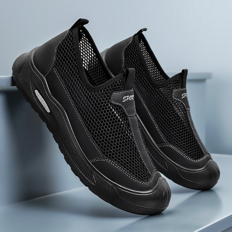 Men's casual shoes, breathable and non-smelly feet, mesh shoes, soft soles, comfortable dad shoes, one-step lazy shoes, men's single shoes Application Scenario