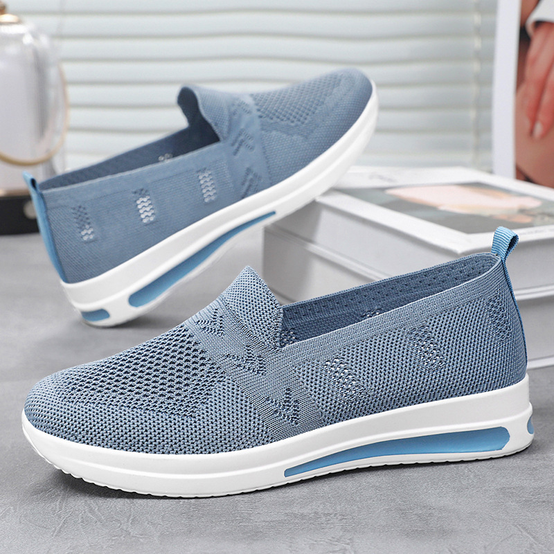 Women's casual shoes, cross-border woven breathable mesh shoes, one-foot shoes for middle-aged and elderly mothers, soft-soled comfortable single shoes details Picture