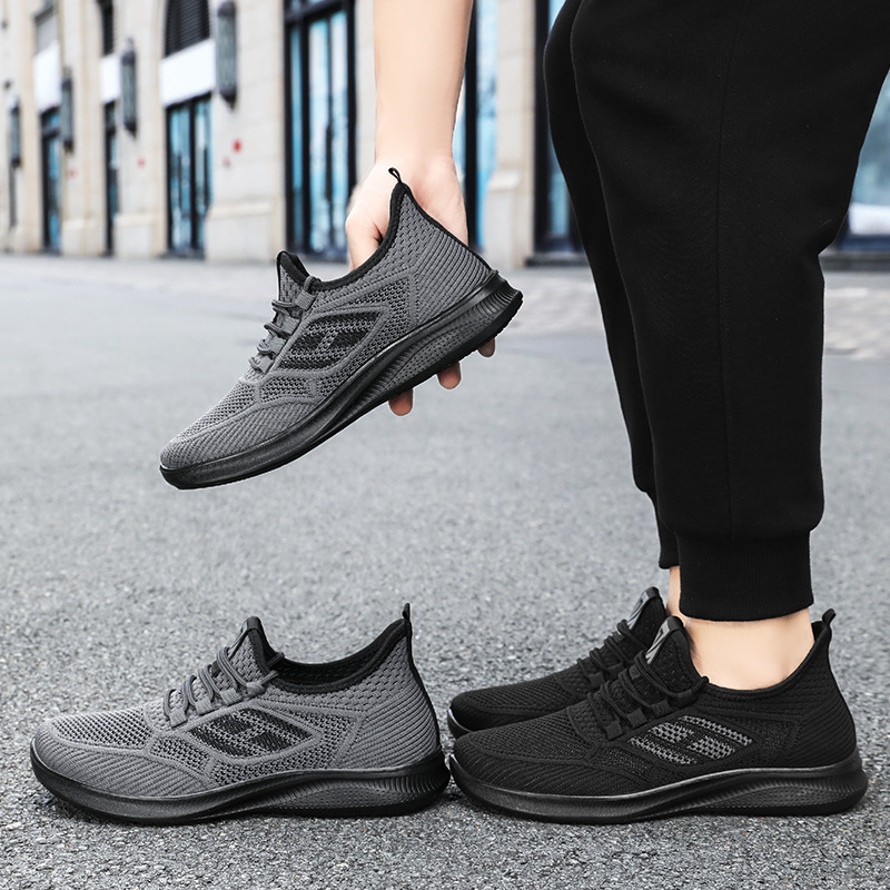 Men's shoes, sports shoes, breathable mesh shoes, non-smelly feet, flying woven shoes, soft-soled, comfortable running shoes, fashionable and trendy casual shoes Application Scenario