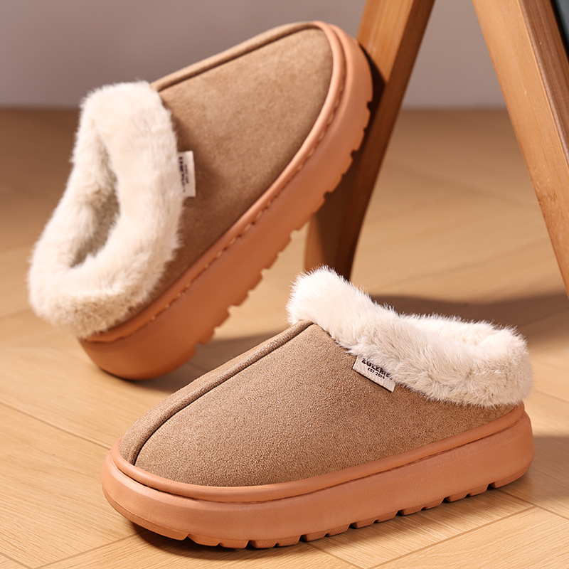 Shoes, women's shoes, winter furniture, shallow cotton slippers, woolen shoes, cross-border fleece and thickened cotton shoes, solid color versatile cotton boots details Picture