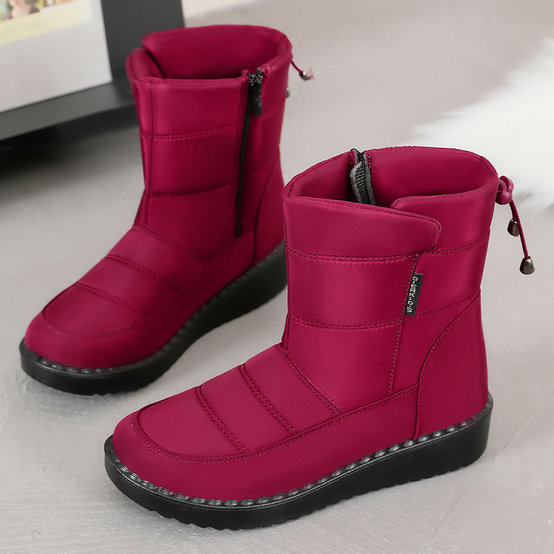 Women's shoes, cotton shoes, winter cross-border long women's boots, fleece and thickened outdoor warm snow boots, polyurethane lightweight cotton boots full figure
