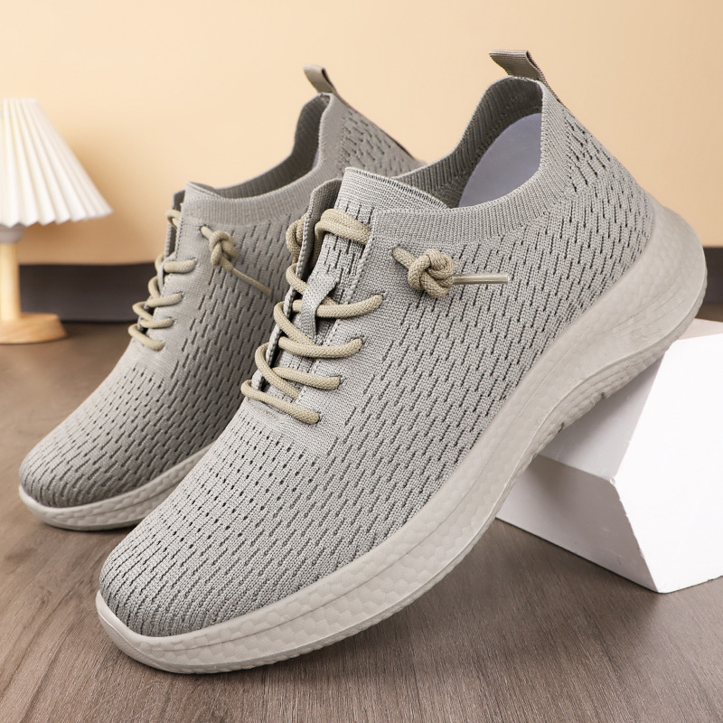 Solid color men's shoes, versatile men's casual single shoes, breathable and non-smelly feet, mesh shoes, soft-soled and comfortable sports shoes full figure