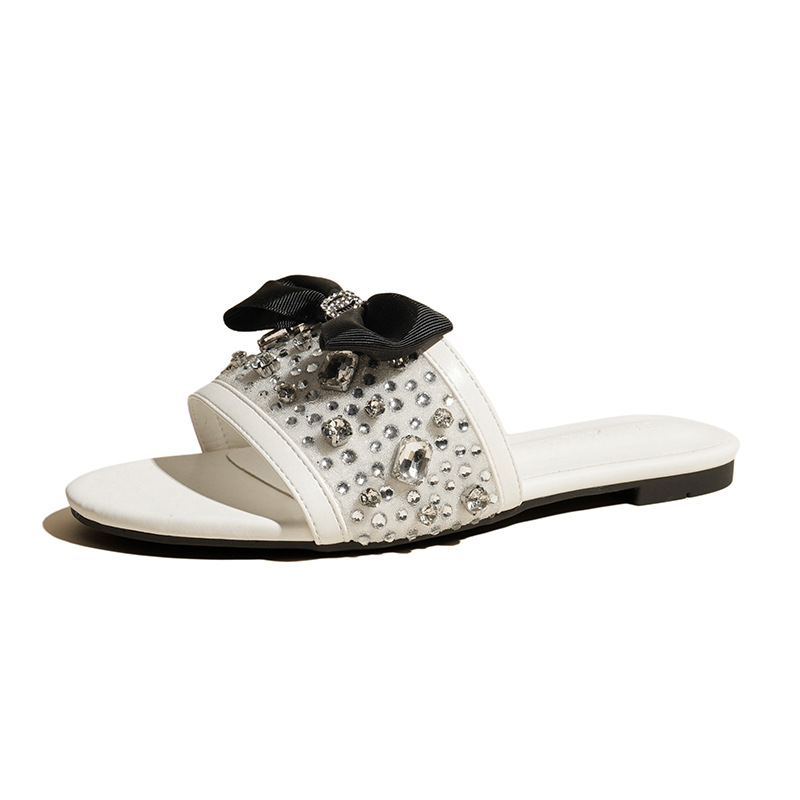 Summer 2011 new bow sequined flower comfortable, fashionable and simple daily flat thick-soled flip-flops for women Item Picture