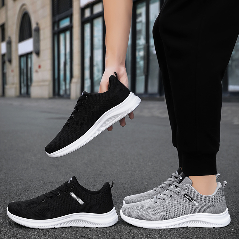 Men's sports shoes, breathable and non-smelly feet, mesh shoes, soft-soled and not tiring feet, running shoes, versatile single shoes, flying woven shoes Application Scenario