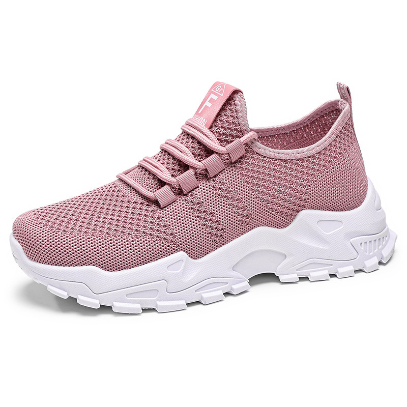 Women's shoes, versatile cross-border large-sized casual shoes, TEMU flying woven breathable single shoes, thick-soled height-increasing shoes, dad shoes Item Picture