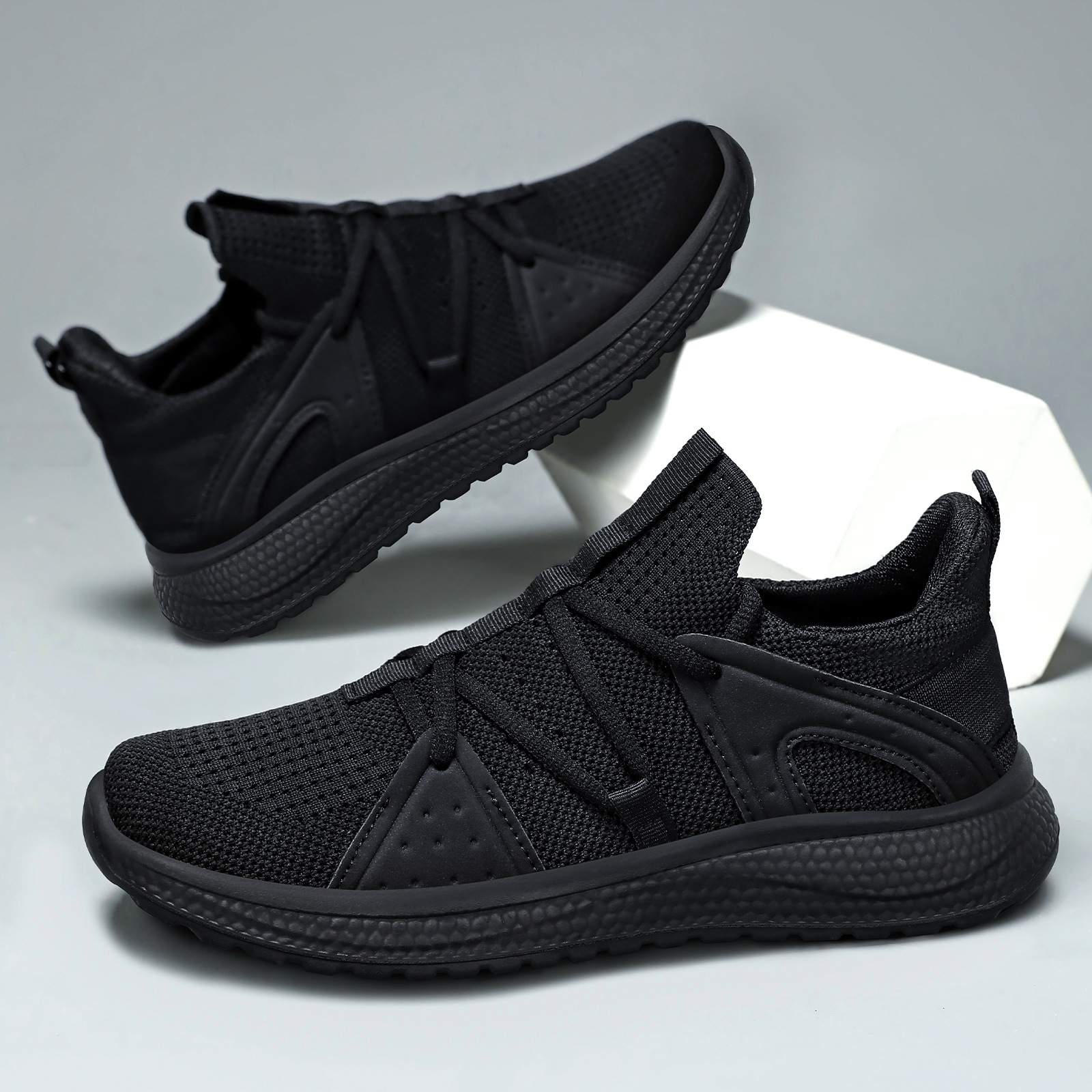 Men's casual shoes, breathable and non-smelly feet, mesh shoes, soft-soled single shoes, versatile men's shoes, flying woven shoes for middle-aged and elderly dads details Picture