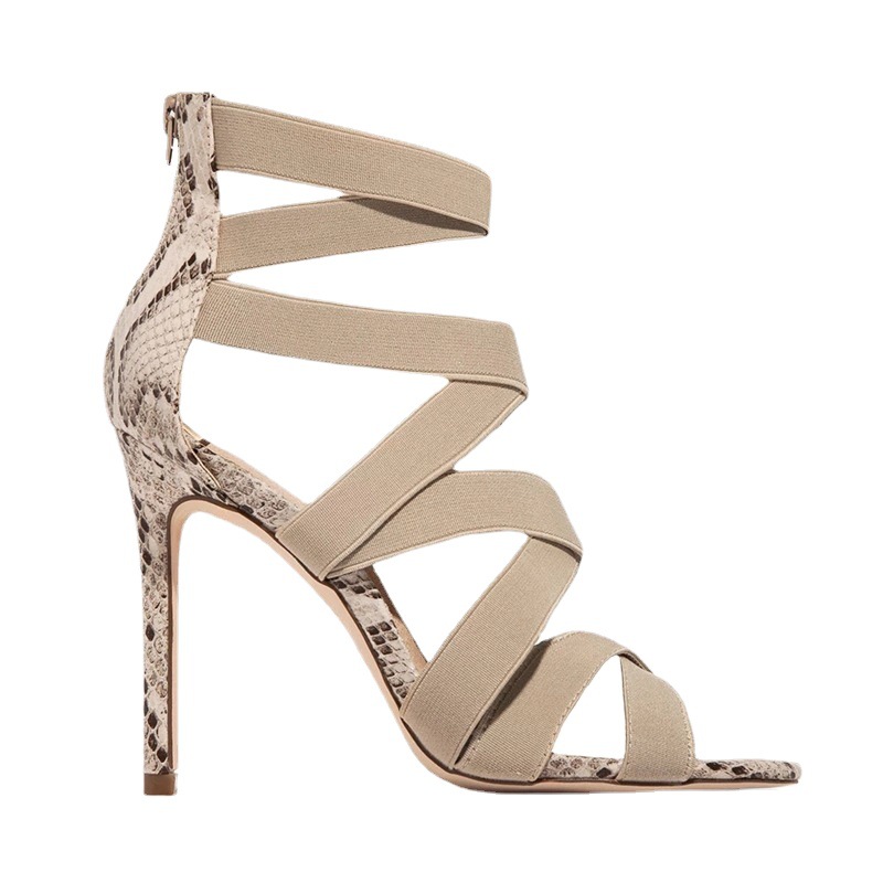 New women's shoes for export, size 36-42, large-sized European and American, Amazon independent station, elastic, thin-heeled and high-heeled sandals for women Item Picture