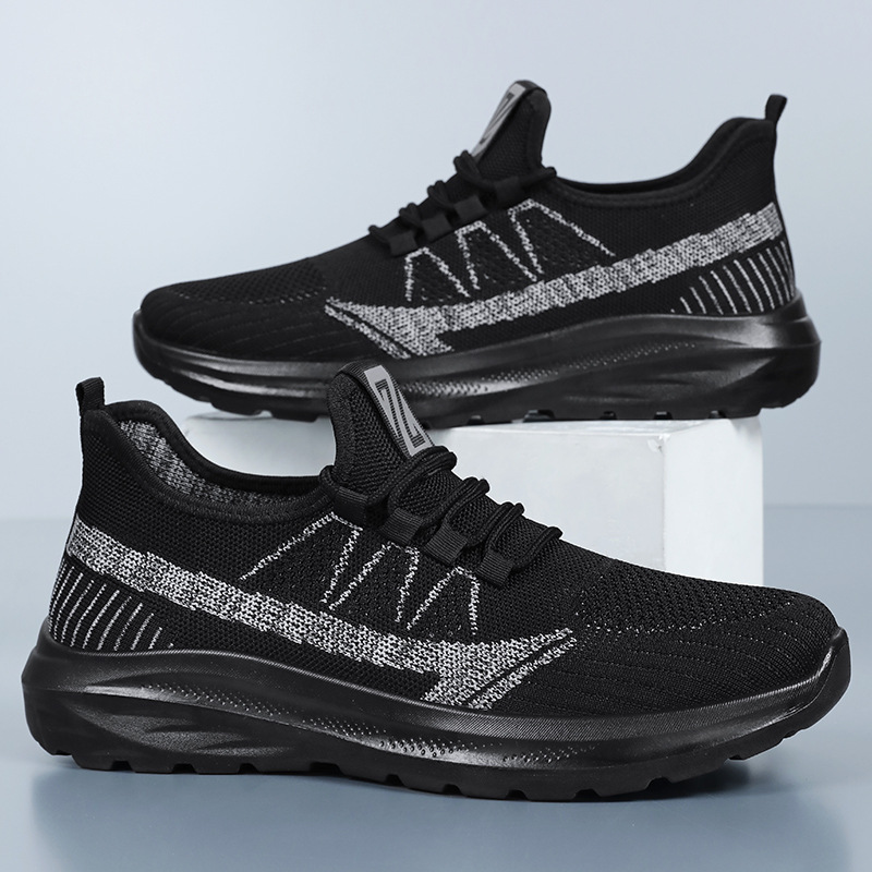 Men's shoes: Breathable flying woven shoes, non-smelly feet, mesh shoes, soft-soled, comfortable running shoes, versatile and casual men's shoes Specification drawing