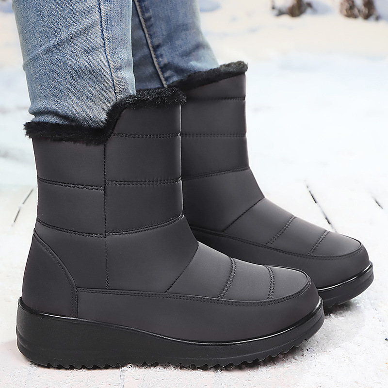 Women's snow boots, winter fleece and thickened cotton shoes, cold-proof and warm women's boots, versatile cotton boots, cross-border women's long boots Specification drawing