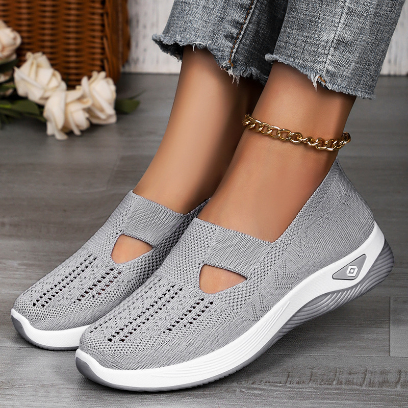 Women's TEMU casual shoes, cross-border large-sized women's shoes, export single shoes, flying woven breathable fabric shoes Application Scenario