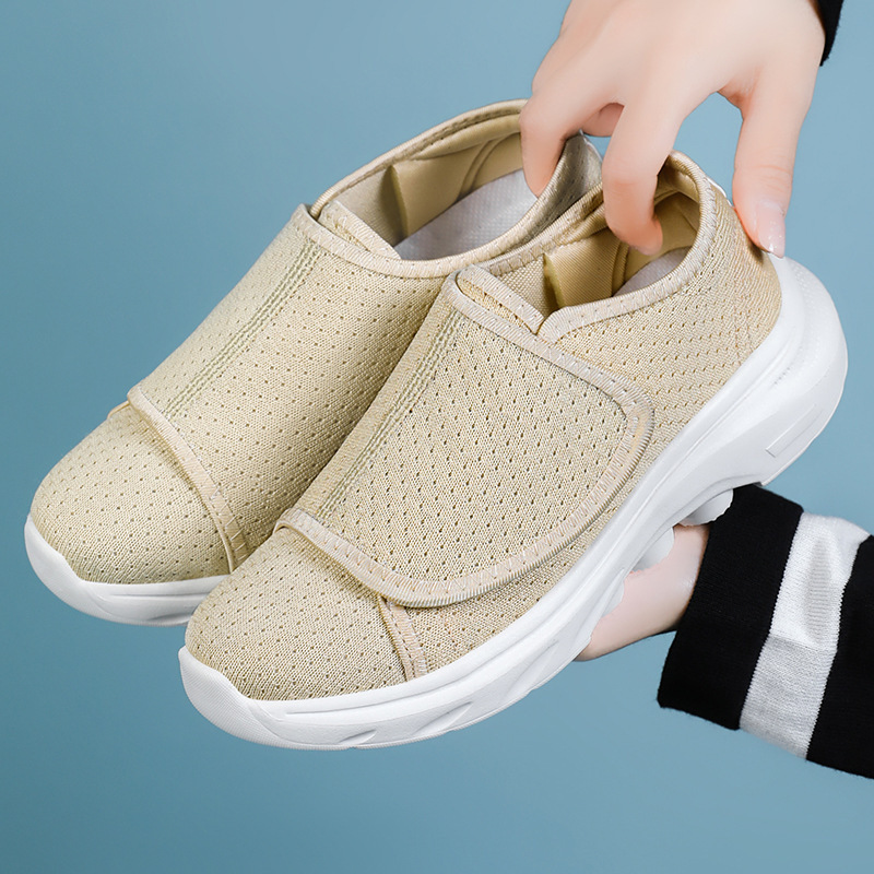 New women's casual shoes, mom shoes, Velcro style women's shoes, soft soles, not tiring to the feet, single shoes, one foot to wear lazy shoes details Picture