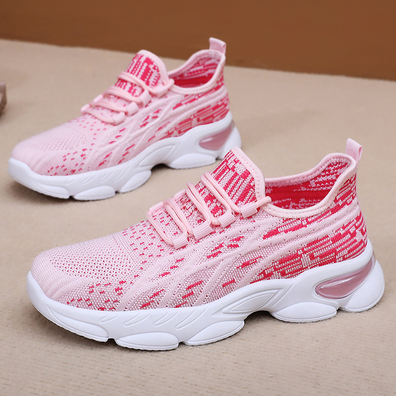 Women's casual shoes, breathable flying woven shoes that don't feel stuffy, mesh shoes, soft-soled comfortable sports shoes, fashionable and versatile single shoes details Picture