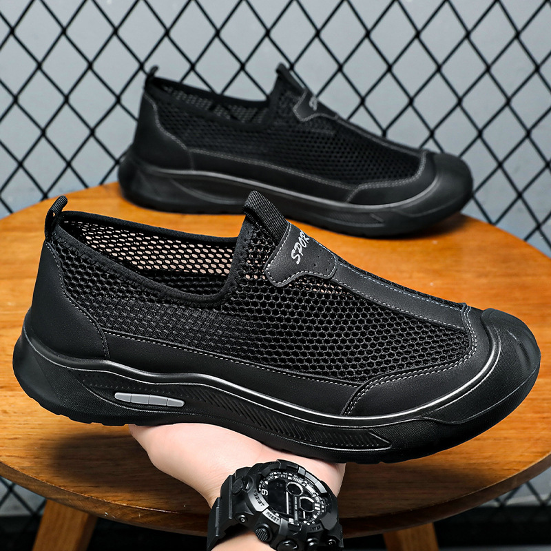 Men's casual shoes, breathable and non-smelly feet, mesh shoes, soft soles, comfortable dad shoes, one-step lazy shoes, men's single shoes full figure