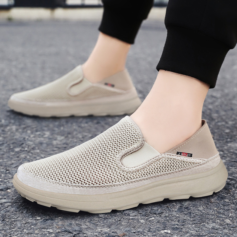 New spring style old Beijing cloth shoes for men, woven, breathable and odorless, casual soft soles, one-step single shoes, factory wholesale Application Scenario