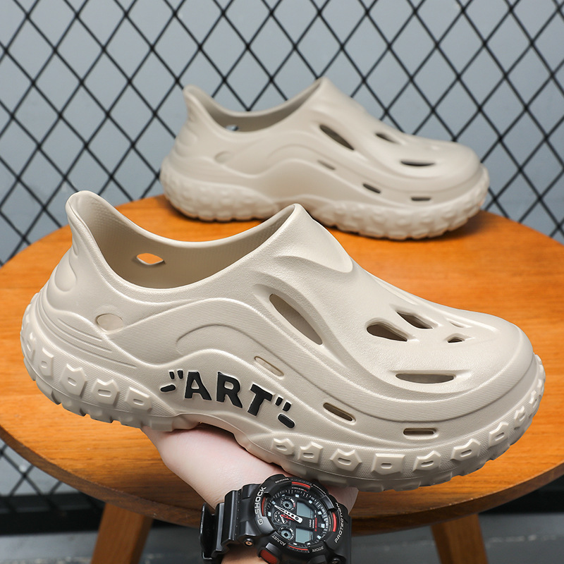 New men's sandals EVA lightweight outerwear clogs breathable for men without smelly feet thick-soled toe coverings beach shoes details Picture