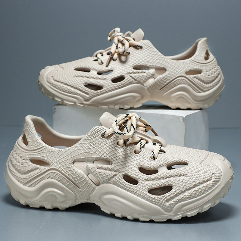 Men's sandals are breathable and odorless, clogs are thick-soled, comfortable and casual, fashionable and versatile, lace-up and openwork men's shoes details Picture