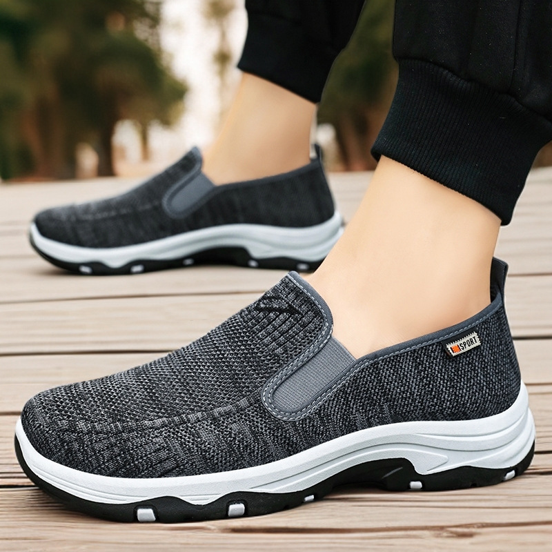 Men's shoes, men's casual shoes, breathable mesh shoes, soft-soled comfortable dad shoes, one-step men's single shoes, versatile flying woven shoes Specification drawing