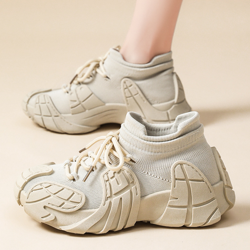 Spring versatile shoes for women: Cute and ugly dopamine women's shoes, octopus coconut shoes, flying woven casual shoes, thick-soled dad shoes full figure