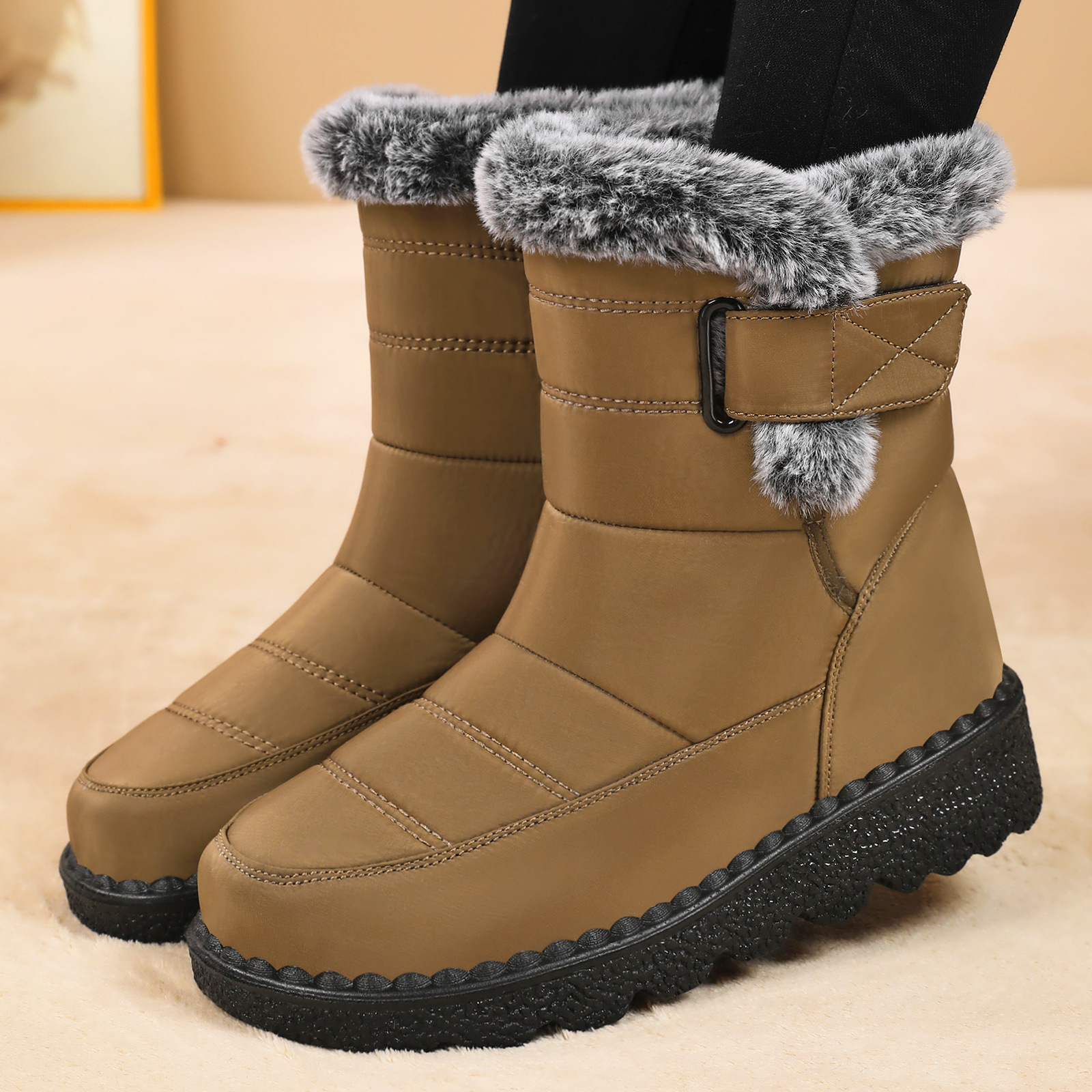 Women's shoes, snow boots, cross-border large-sized polyurethane cotton shoes, fleece and thickened long cotton boots, cold-proof and warm women's boots Application Scenario