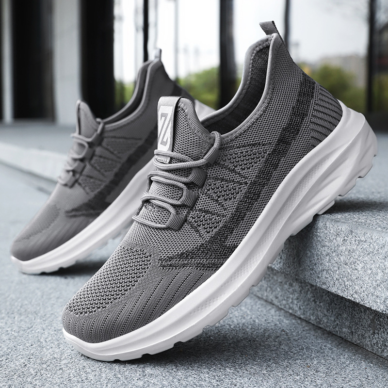 Men's shoes: Breathable flying woven shoes, non-smelly feet, mesh shoes, soft-soled, comfortable running shoes, versatile and casual men's shoes full figure