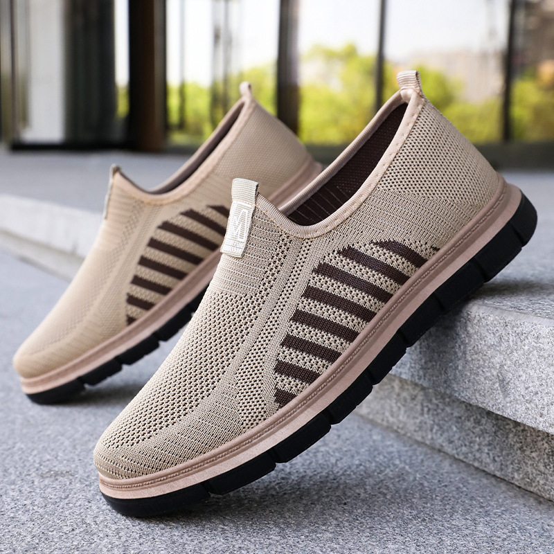 Men's soft-soled comfortable casual shoes, flying woven shoes, one-step dad shoes, breathable and non-smelly feet, mesh shoes, versatile single shoes details Picture