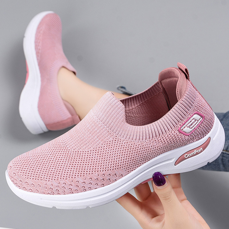 Shoes for women, middle-aged and elderly mothers, casual shoes, cross-border large-sized women's shoes, breathable single shoes made of woven fabric, one-foot cloth shoes details Picture