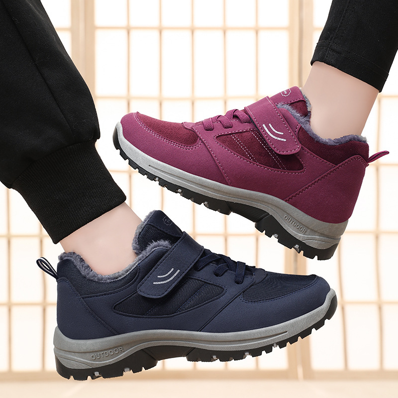 Cotton shoes for women 2025 couple style walking warm cotton boots, casual fleece thickened short boots, and snow boots for middle-aged and elderly people details Picture