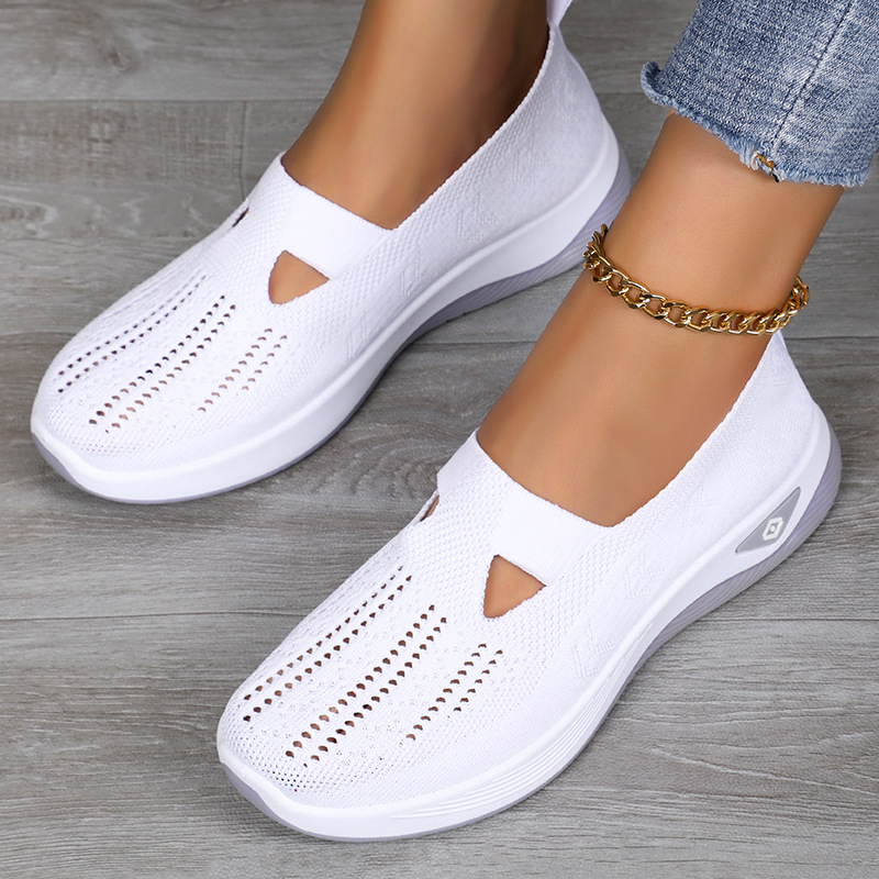 Women's TEMU casual shoes, cross-border large-sized women's shoes, export single shoes, flying woven breathable fabric shoes details Picture
