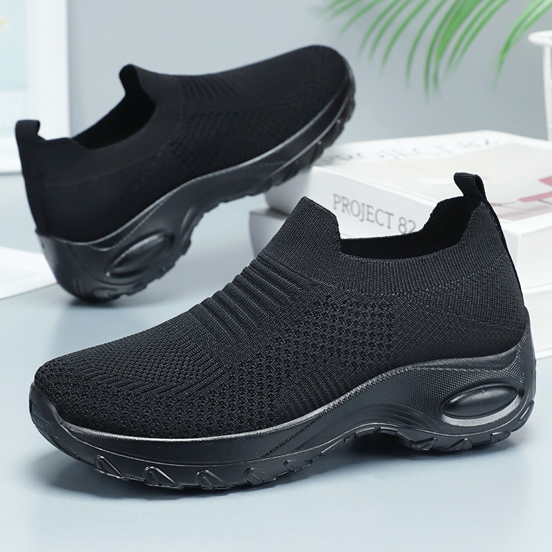 Women's casual shoes, cross-border versatile women's shoes, one-step lazy shoes, flying woven breathable mesh shoes, soft-soled women's single shoes full figure