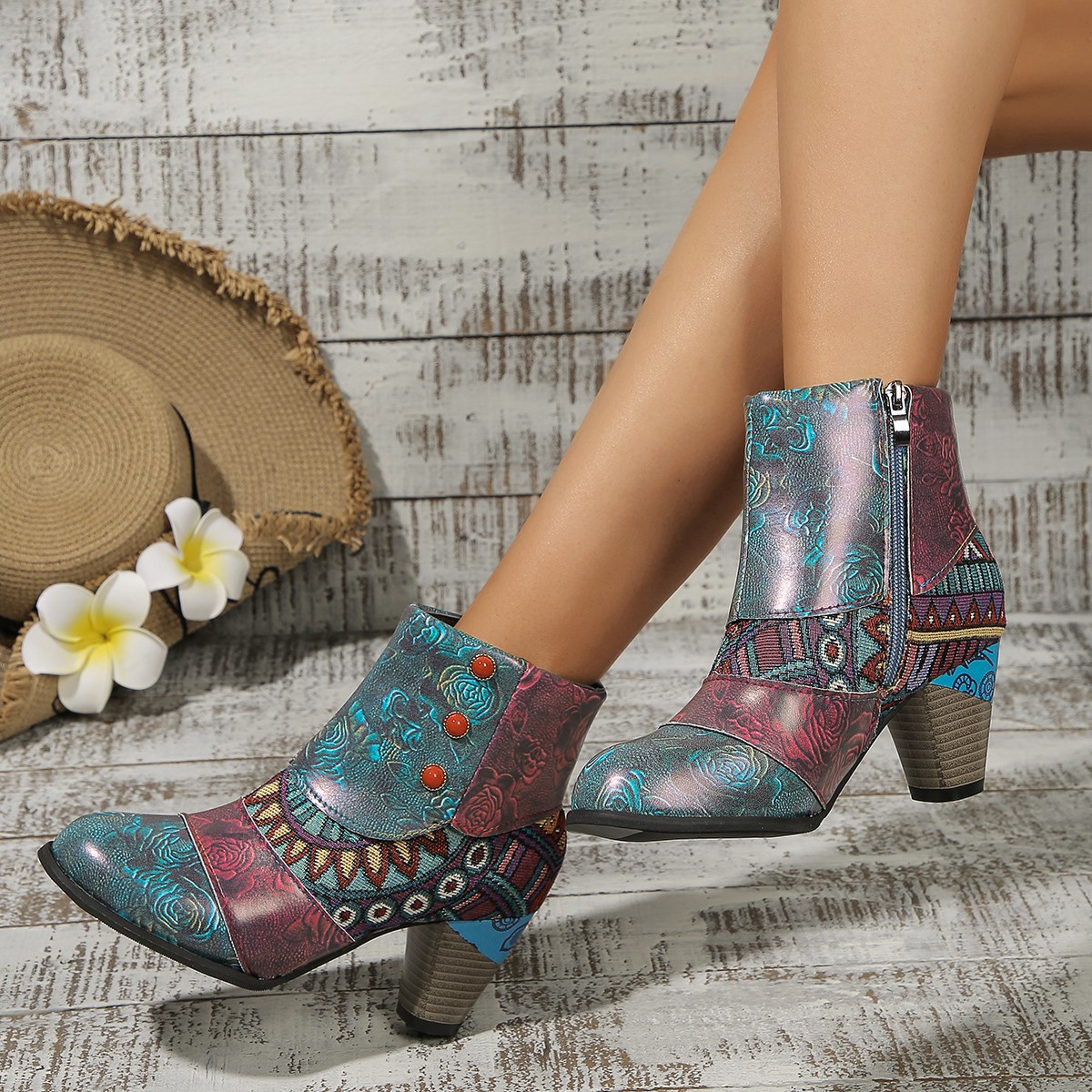 The new Martin boots for the autumn and winter of 2025 in cross-border trade feature a retro, colorful and fashionable patchwork style with short boots for women Application Scenario