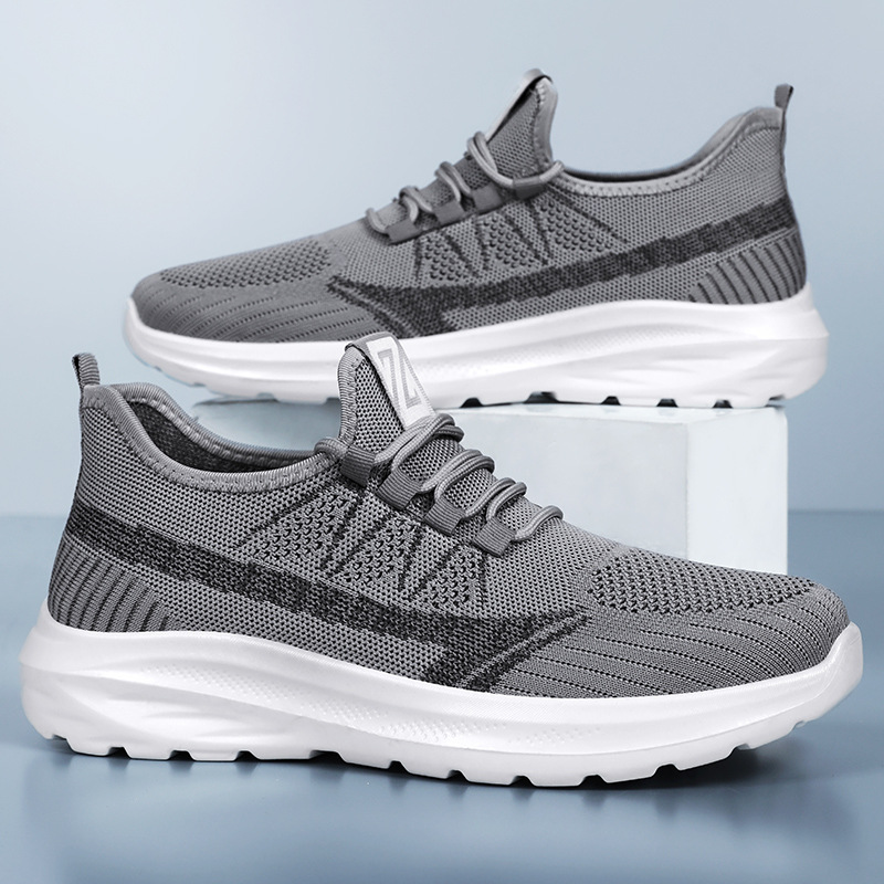 Men's shoes: Breathable flying woven shoes, non-smelly feet, mesh shoes, soft-soled, comfortable running shoes, versatile and casual men's shoes details Picture