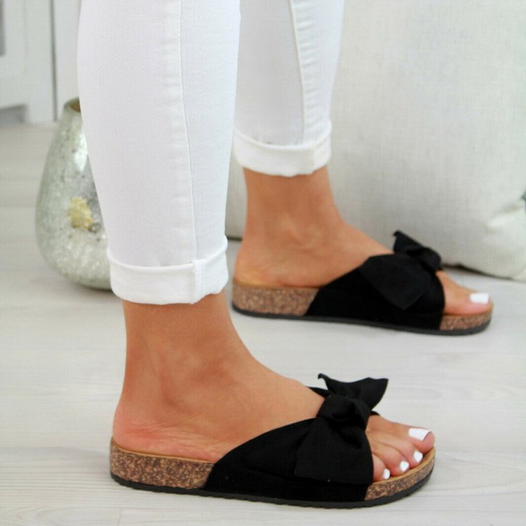 Cross-border trade large-sized 2023 summer new flat one-shoulder slippers, European and American bow flat cool slippers, beach Application Scenario