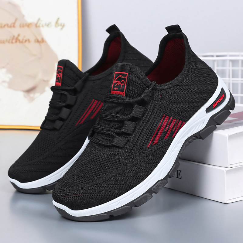 Women's sports shoes with soft soles, comfortable and not tiring to the feet, running shoes, breathable flying woven shoes, cross-border consignment, versatile women's single shoes Specification drawing