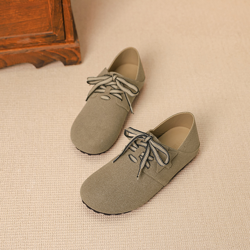 Soft leather soft-soled Boken shoes for women's autumn 2024 new flat casual Boken bean shoes, retro to pair with skirt single shoes Specification drawing